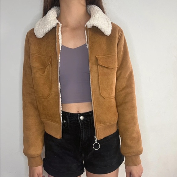 Faux suede jacket with sherpa lining - Picture 4 of 5